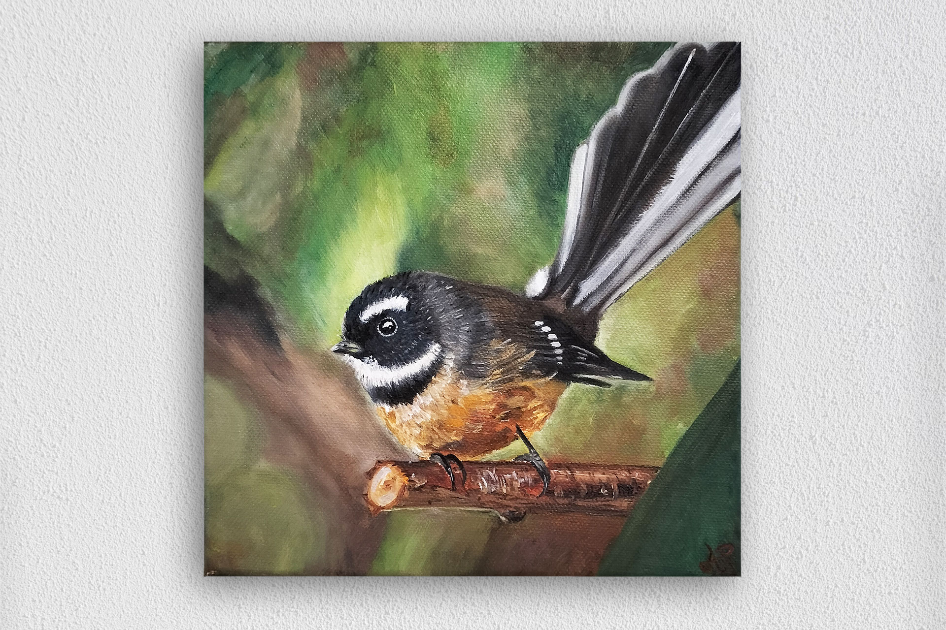 New Zealand Fantail oil painting
