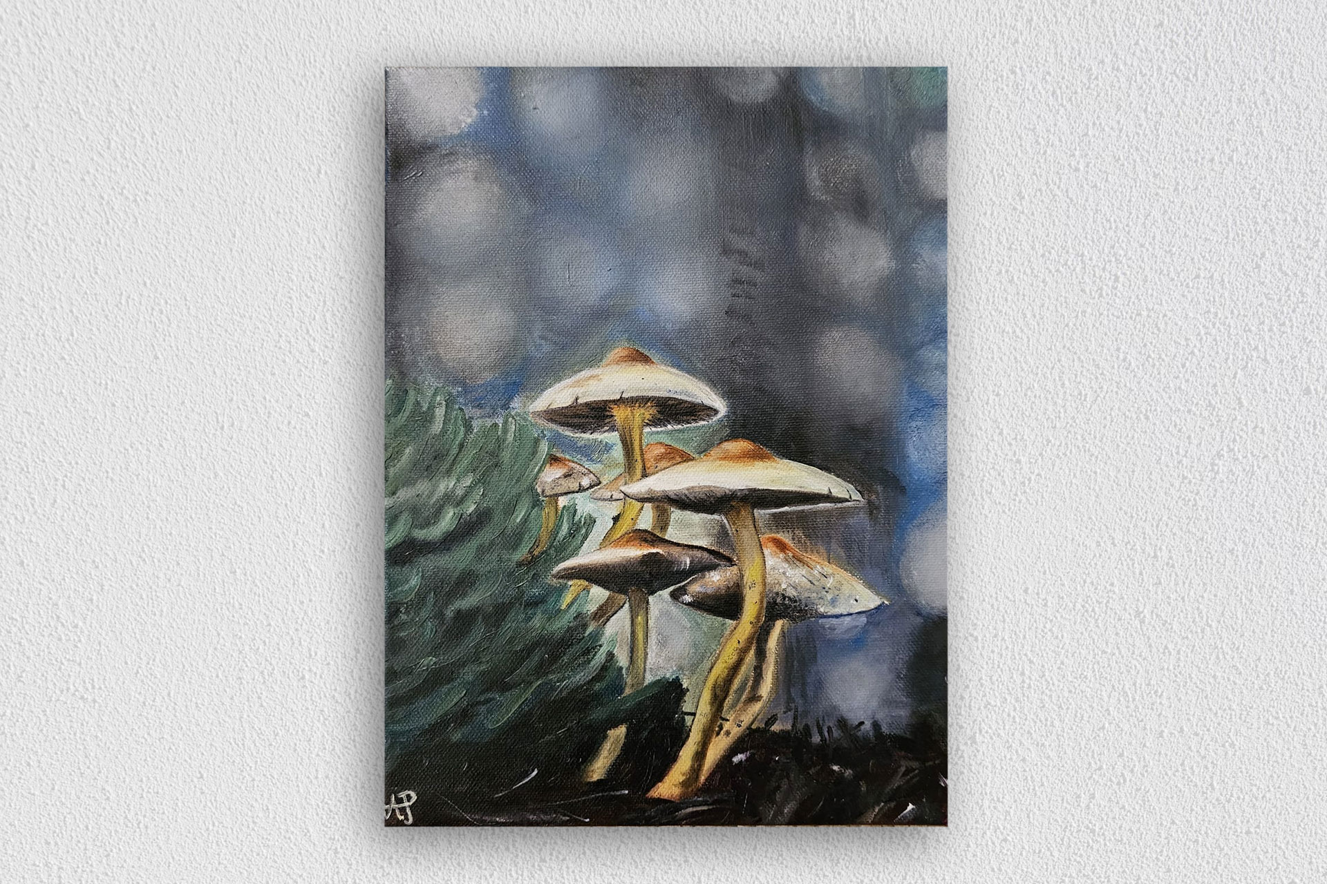 Mushrooms oil painting