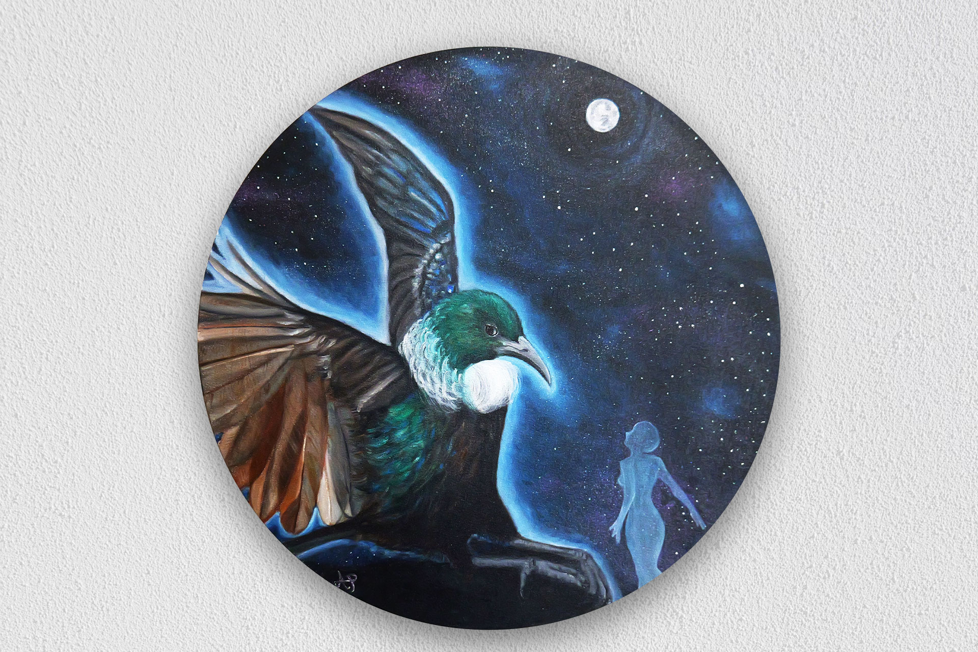 New Zealand Tui bird oil painting