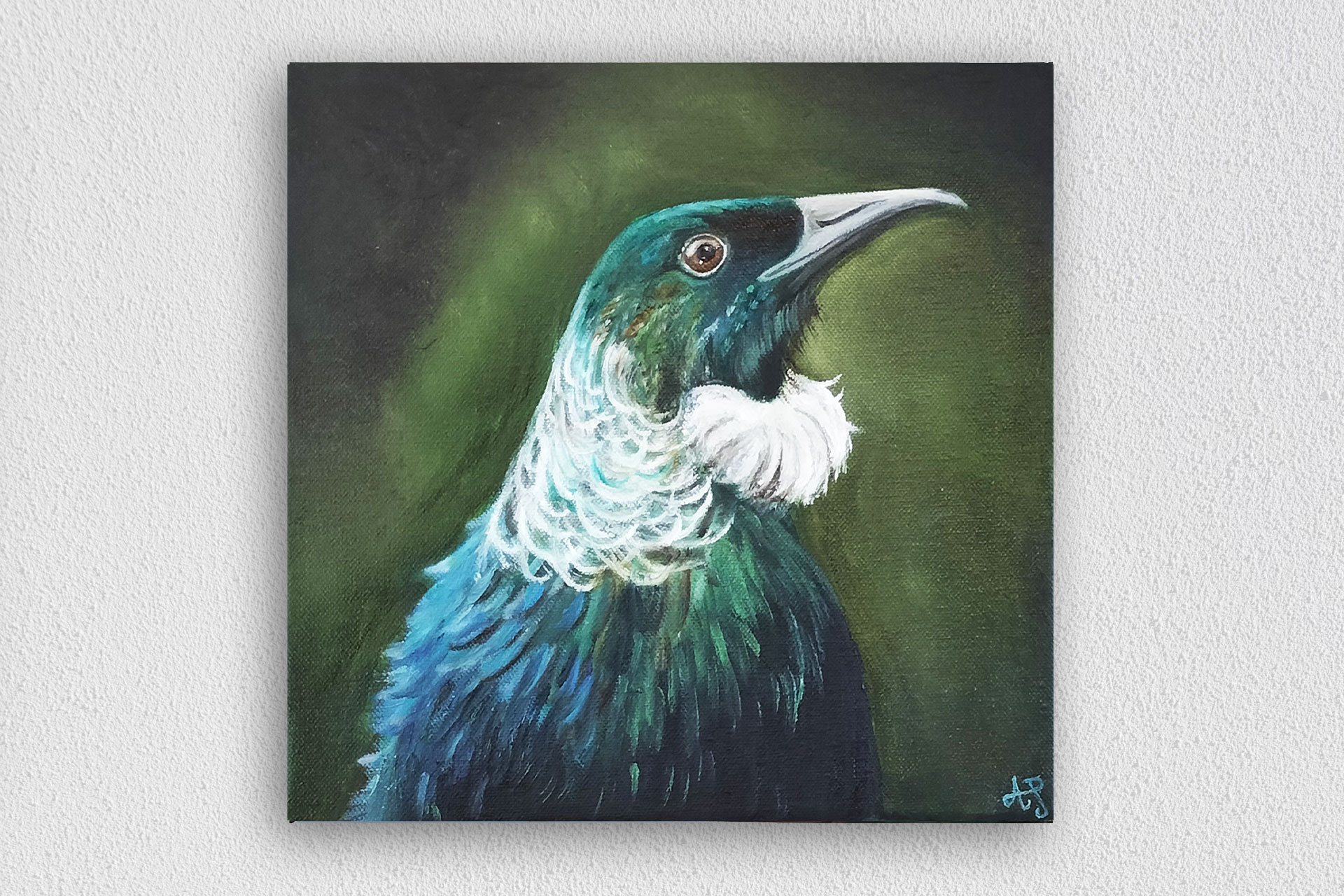 Tūī portrait oil painting