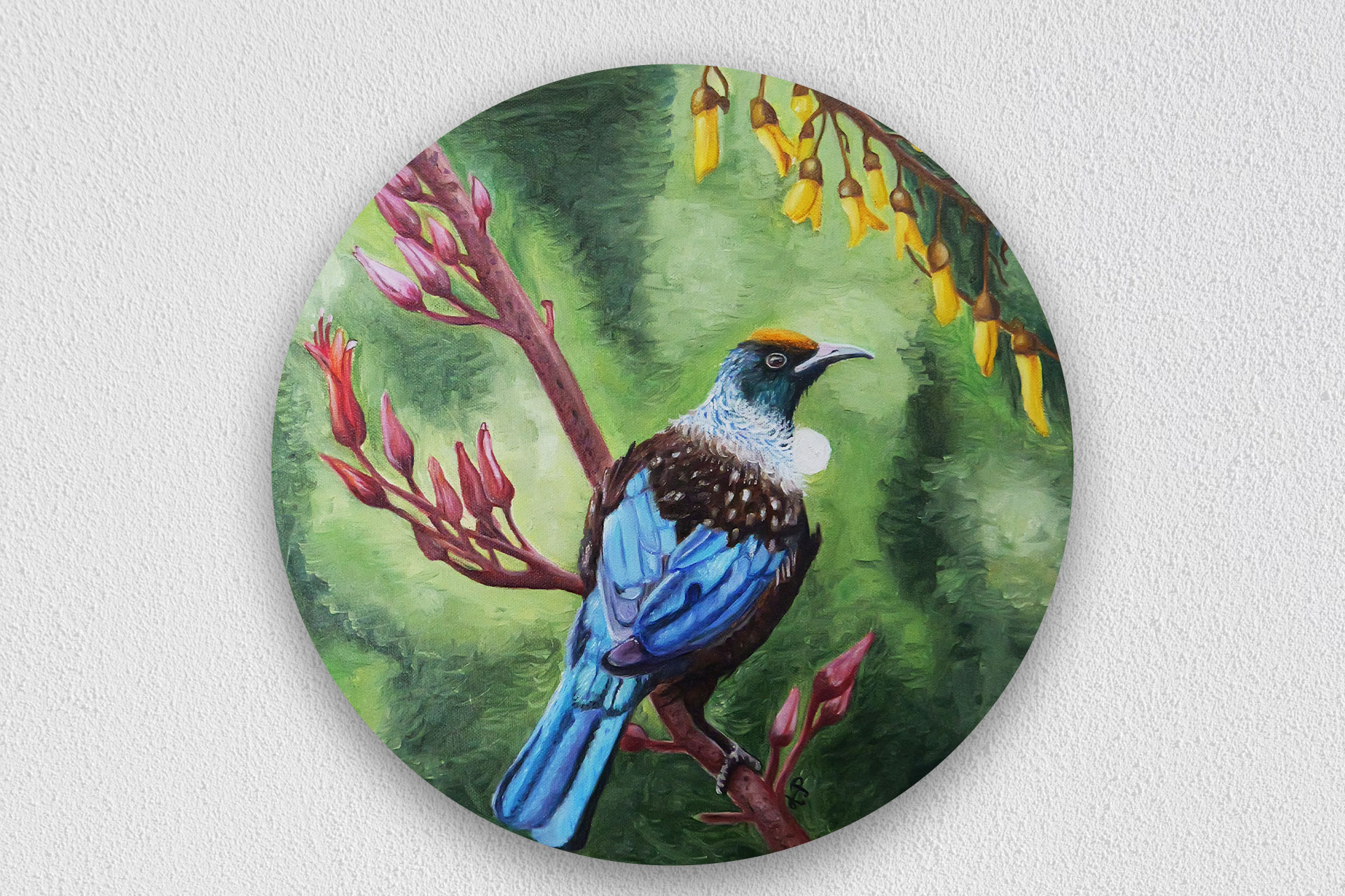 Tui bird oil painting